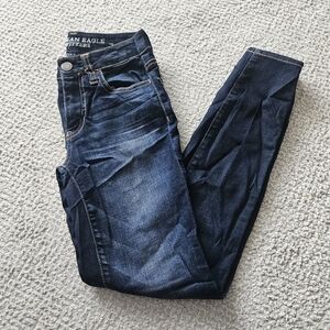 AMERICAN EAGLE Hi-Rise Blue Jeggings 00 SHORT AE